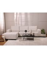 ספה פינתית שמאל 300 ס"מ בד אבן דגם היידי