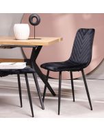 כסא פינת אוכל שחור בד קטיפה דגם ARROW