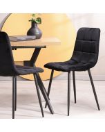 כסא פינת אוכל שחור בד קטיפה דגם BLOKI