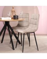 כסא פינת אוכל בז' בד קטיפה דגם BLOKI