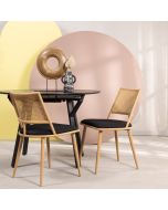 כסא פינת אוכל טבעי גב דמוי ראטן דגם CHARM