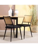 כסא פינת אוכל שחור גב דמוי ראטן דגם CHARM