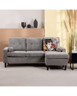 ספה פינתית 194 ס"מ בד בגוון אפור בהיר דגם YOGO