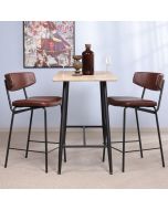 כסא בר משענת גב חום דמוי עור דגם MOLDO