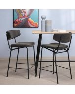 כסא בר משענת גב שחור דמוי עור דגם MOLDO