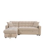 ספה פינתית באורך 213 ס"מ נפתחת למיטה בגוון בז' דגם TAKEOFF