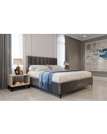 מיטה זוגית בד קטיפה דגם אליסיה 160x200 גוון אפור