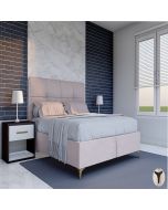 מיטה יהודית זוגית רחבה 180X200 בד קטיפה דגם סול ורוד בהיר