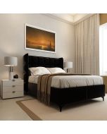 מיטה יהודית זוגית רחבה 180X200 בד קטיפה דגם קלואי שחור