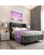 מיטה יהודית זוגית 160X200 בד קטיפה דגם קלואי אפור