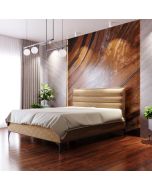 מיטה זוגית בד קטיפה דגם גיזל 140x190 גוון נס קפה