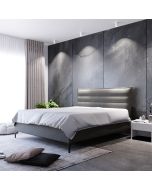 מיטה זוגית בד קטיפה דגם גיזל 180x200 גוון אפור