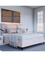 מיטה זוגית בד קטיפה דגם חאליסי 160x200 גוון ורוד