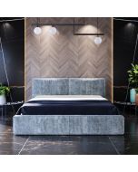 מיטה זוגית 180x200 מרופדת קטיפה דגם גריזלי גוון אפור כהה