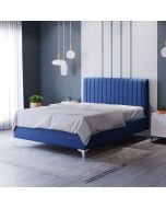 מיטה ברוחב וחצי 120x190 מרופדת קטיפה דגם ונסה גוון כחול