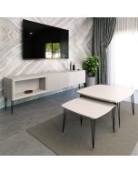 סט מזנון 180 ס"מ וזוג שולחנות לסלון דגם איסלנד שלג