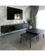 סט מזנון 180 ס"מ וזוג שולחנות לסלון דגם איסלנד בלאק