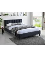 מיטת 200×160 מרופדת בד קטיפתי דגם פולי בגוון שחור