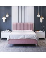 מיטה זוגית 180x200 מרופדת קטיפה דגם ונסה גוון ורוד