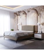 מיטה זוגית 160x200 מרופדת קטיפה דגם ונסה גוון מוקה