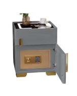 שידה לילה חכמה משולבת כספת גוון אפור כהה