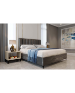 מיטה זוגית בד קטיפה דגם אליסיה 180x200 גוון אפור