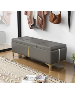 הדום ספסל דמוי עור כולל ארגז אחסון אפור כהה