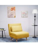 כורסא נפתחת למיטה מרופדת בד קורדרוי דגם ספורט בגוון חרדל