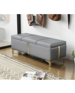 הדום ספסל דמוי עור כולל ארגז אחסון צבע אפור בהיר