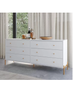 קומודה 6 מגירות לבן מבריק ופרזול זהב דגם ספיר