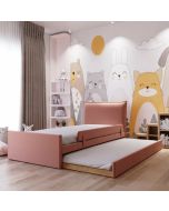 מיטת חבר מרופדת קטיפה דגם אנה 80*190 גוון ורוד