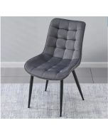 כיסא מפואר לפינת אוכל מרופד קטיפה דגם פבריקה אפור