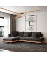 מערכת ישיבה פינתית 3 מטר בסיס עץ דגם אביה בגוון שחור