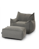 סט פוף והדום חוץ דגם Sicilia Outdoors צבע אפור אבן