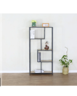 ספריה אסימטרית מעוצבת דגם גלדיולוס בגוון אלון שחור