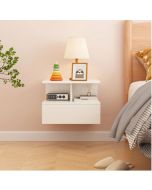 שידת לילה צפה תלויה לקיר בגוון לבן דגם יורק