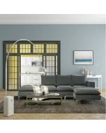 מערכת ישיבה מודולארית מבד קטיפתי עם 2 הדומים דגם אושר בגוון אפור כהה