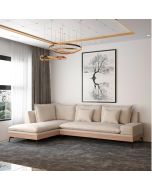 מערכת ישיבה פינתית 3 מטר בסיס עץ דגם אביה בגוון שמנת