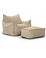 סט פוף והדום חוץ דגם Sicilia Outdoors צבע פשתן