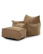 סט פוף והדום דגם Sicilia צבע קפה לאטה