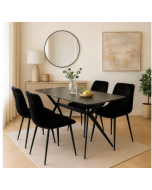 פינת אוכל מקרמיקה עם 4 כיסאות קטיפה שחורה דגם טוסקנה-ריביירה