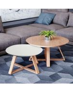 זוג שולחנות לסלון דגם יופיטר לבן משולב