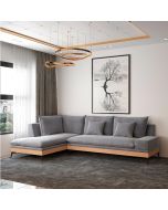 מערכת ישיבה פינתית 3 מטר בסיס עץ דגם אביה בגוון אפור