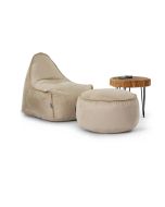 סט פוף והדום דגם SIERRA בטכנולוגית CLOUD בגוון זמש בז'