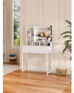 שידת איפור בגוון לבן עם תאורת לד דגם אודם