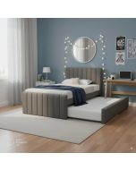 מיטה 190×120 בד רחיץ עם מיטת חבר דגם סנדי בגוון אפור