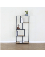 ספריה אסימטרית מעוצבת דגם גלדיולוס בגוון אגוז שחור