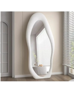 מראת גוף אמורפית ענקית 160X50 מסגרת קטיפה- לבן