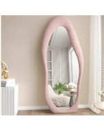 מראת גוף אמורפית ענקית 160X50 מסגרת קטיפה- ורוד