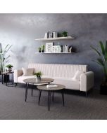 ספה מבד קטיפה אורך 3 מטר דגם אייפל גוון שמנת